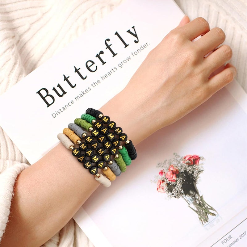 GOOJIDS Surfer Heishi Clay Bead Bracelets for Women Bohemian Stackable Gold Plated Beaded Stretch Bracelets Elastic Layering Friendship Bracelets Set Boho Jewelry - Image 5